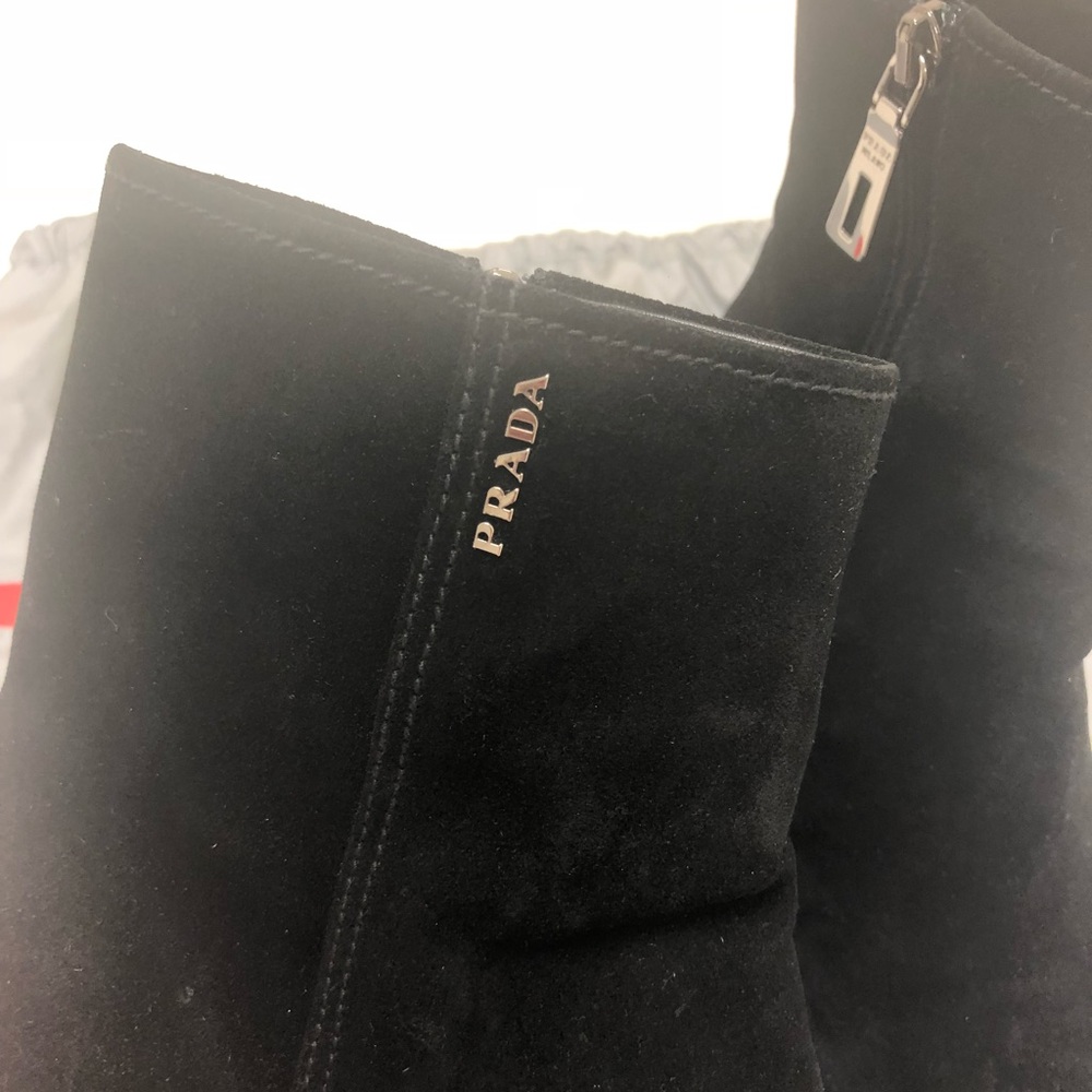 Prada Black Suede Ankle Boots - Picture 6 of 7
